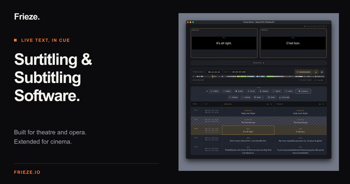 Frieze Presenter | Stream Live Surtitles to Any Browser